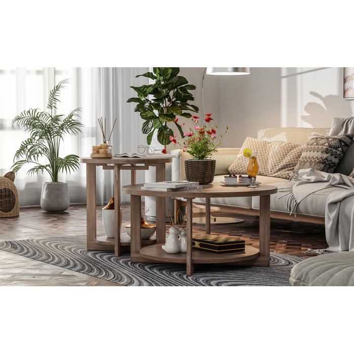 Loon Peak® Gunnison Rustic Farmhouse Round Table with Storage Shelf & Reviews Wayfair